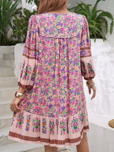 Devine Tassel Floral Tie Neck Mini Dress OutfitFlow